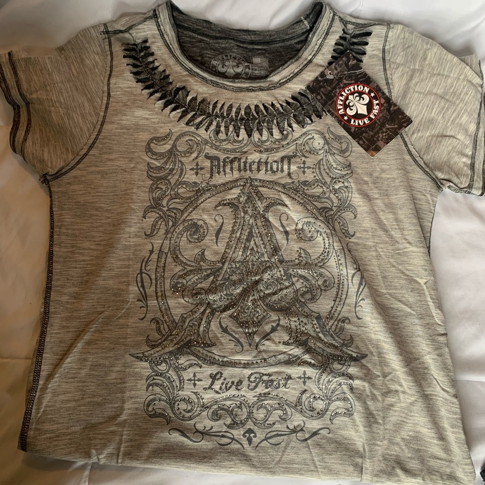 Super Cute Grey Affliction T-shirt
